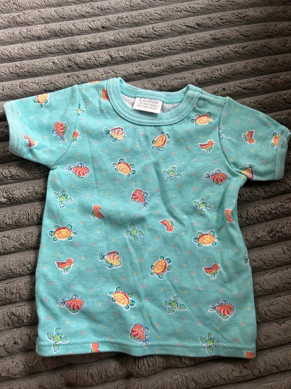 Vintage baby carters T-shirt with Turtle and Fish Print 100% cotton